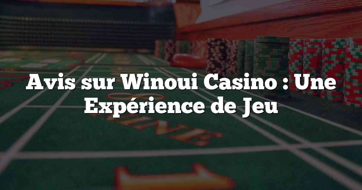 Avis sur Winoui Casino : Une Expérience de Jeu